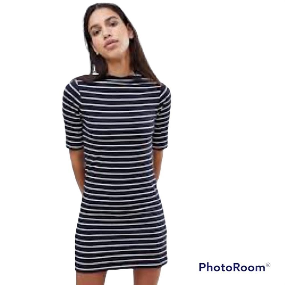 Iris Dress Bodycon Stripes Assymetric Scoop Neck